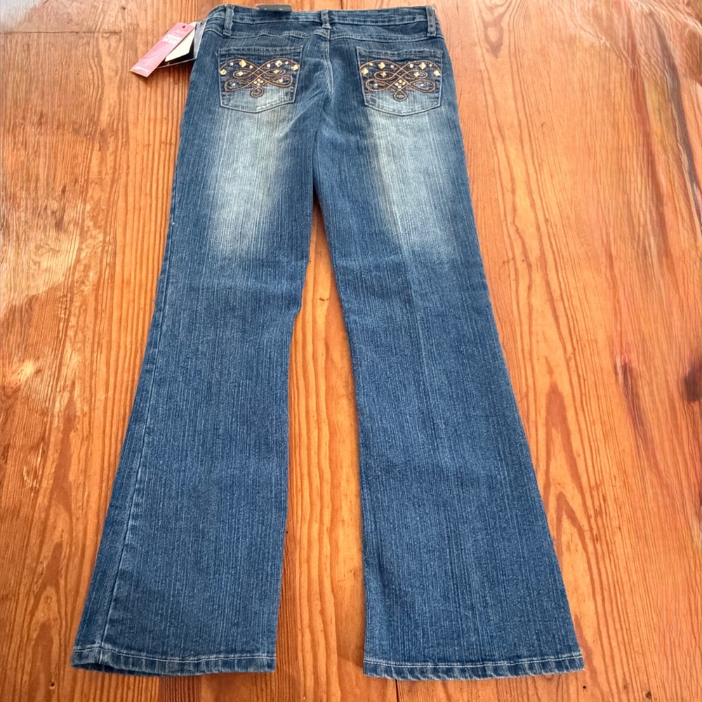 Southpole Jeans Size 11 Flare Stretch Denim Embellished Pocket Mid-Rise NWT‎